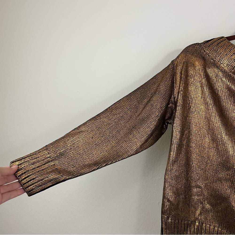 Superdown Marla Sweater Copper Metallic Off the Shoulders Pullover Size Medium - Picture 5 of 7
